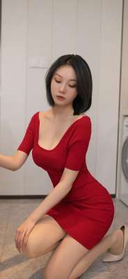 少妇性感的红色包臀裙