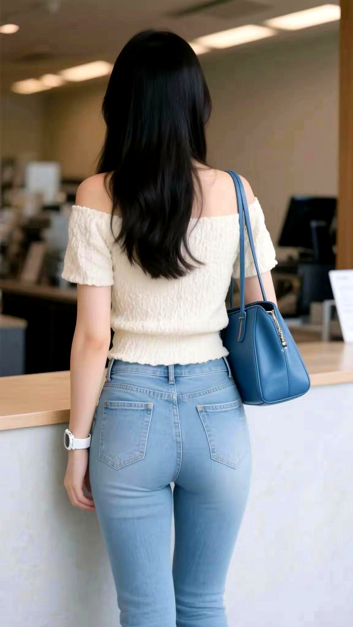 牛仔裤包裹不住的大屁股