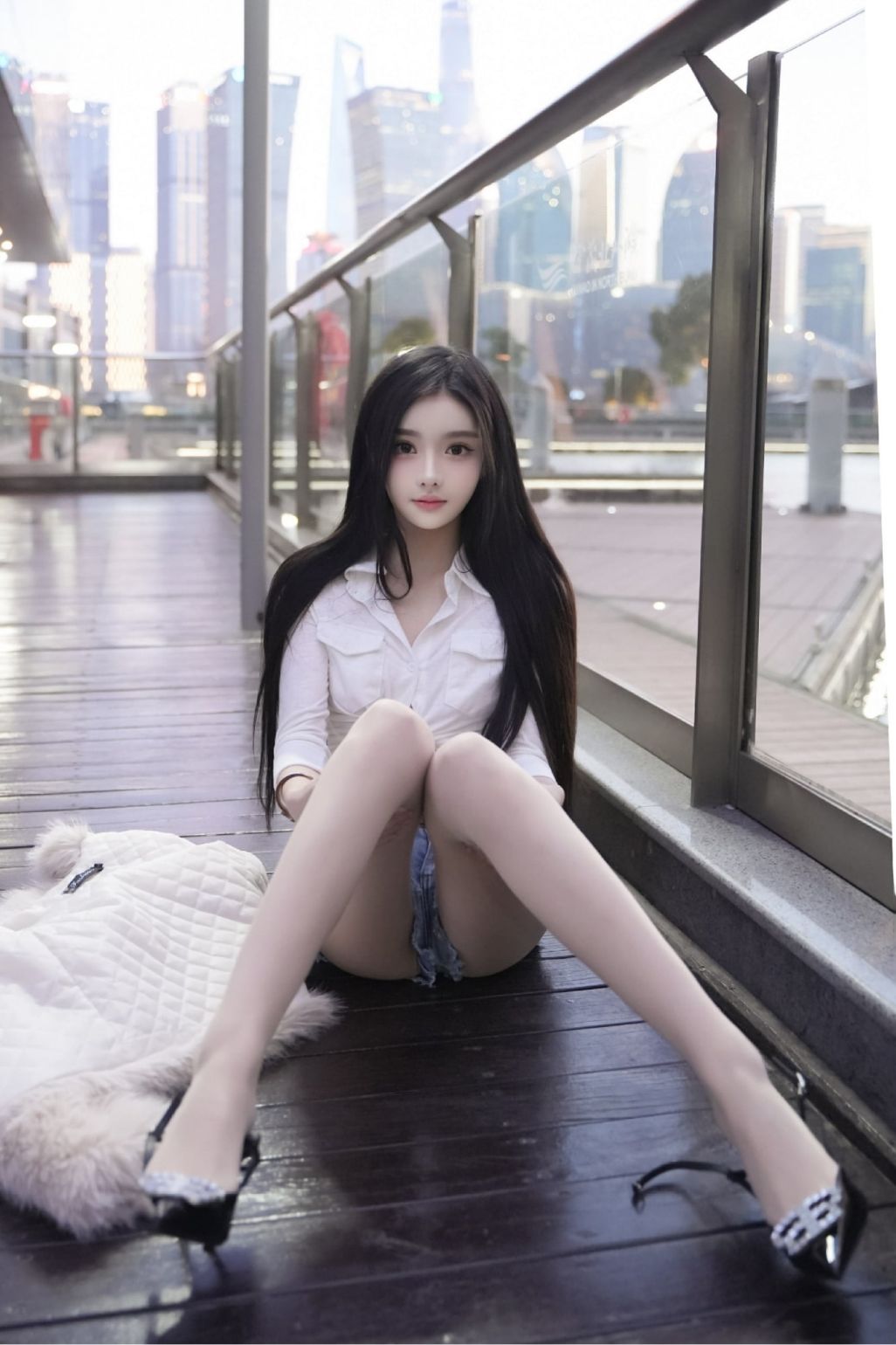 秀人模特龙雪儿--小短裤室内户外大胆露出私拍